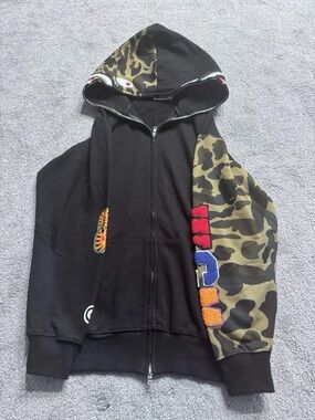 Bape Black & Olive Camo Zip Hoodie Jacket